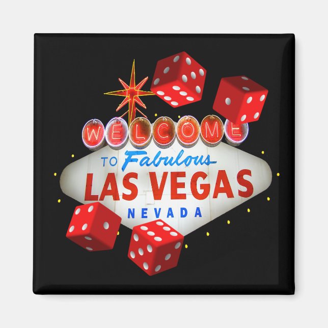Imán Jugadores de Dice Lucky Las Vegas Magnet (Frente)