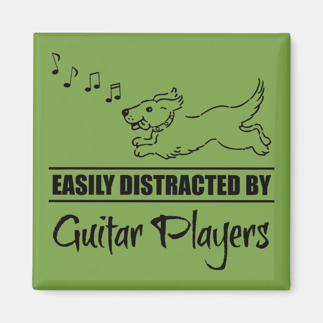 Imán Jugadores de guitarra distraen fácilmente al perro (Frente)