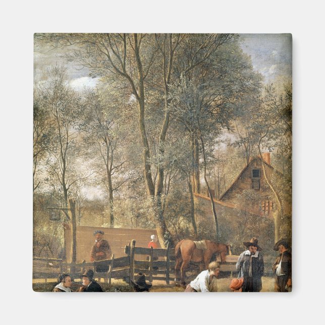 Imán Jugadores de Skittle afuera de una posada, c.1660- (Frente)