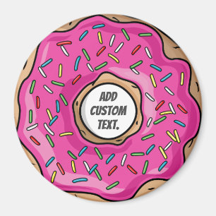 Imán Juicy Pink Sprinkke Donut Personalizado Textos