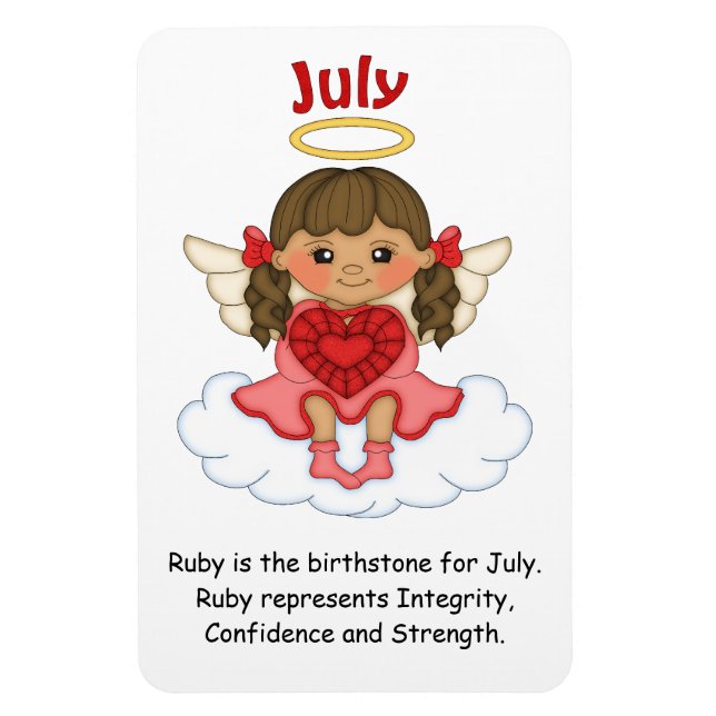 Imán Julio Birthstone Angel Brunette Premium Magnet (Vertical)