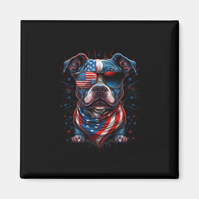 Imán Julio Patriótico Staffordshire Bull Terrier Dog U (Frente)