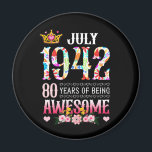 Imán July 1942 80th Birthday 80 Years Awesome Floral<br><div class="desc">Awesome Ideas People who born in 1942 Retro Vintage Classic Old School 80th Awesome Ideas for Men Women. 80 years old awesome vintage birthday. Complete happy birthday decorations .Your birthday party will be funny,  awesome,  epic & legendary</div>