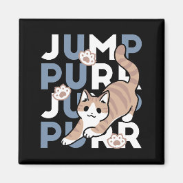 Imán Jump Purr Jump: Playful Cat Design con arte divert