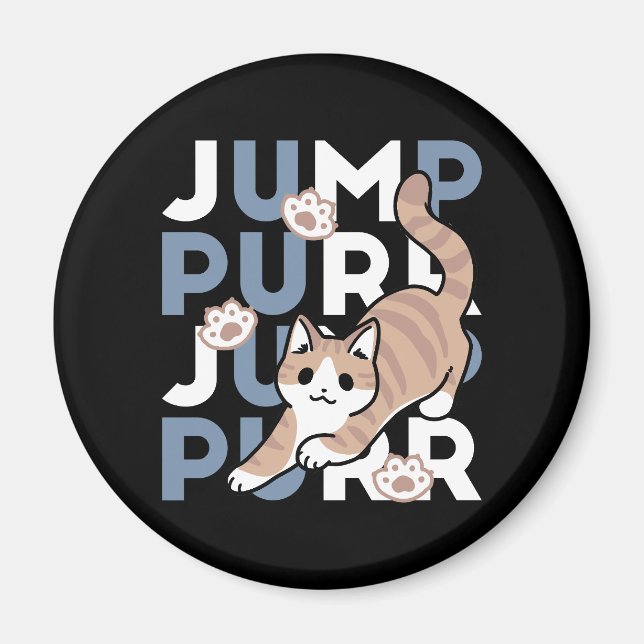 Imán Jump Purr Jump: Playful Cat Design con arte divert (Frente)