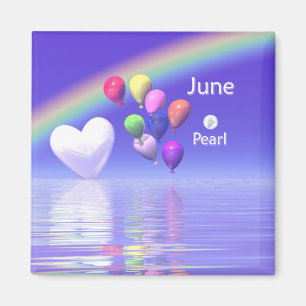Imán June Birthday Pearl Heart