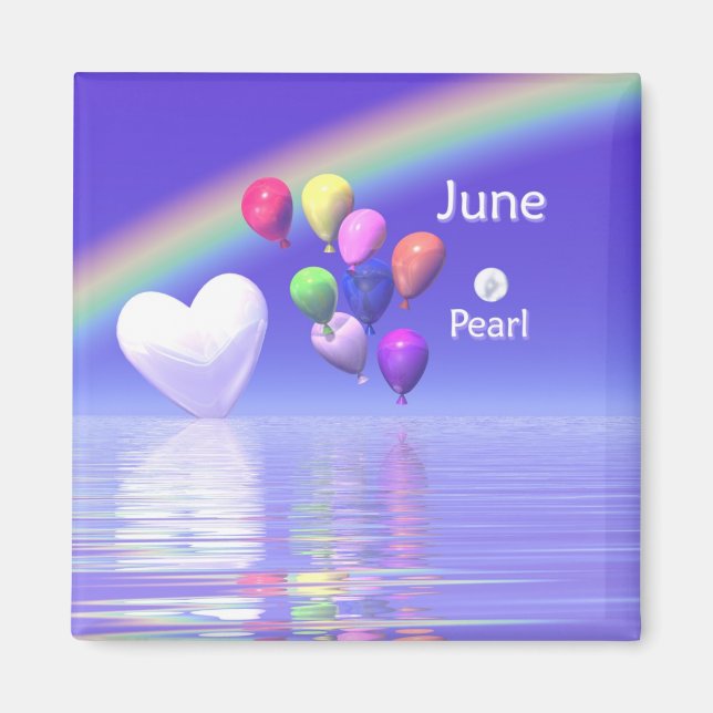 Imán June Birthday Pearl Heart (Frente)