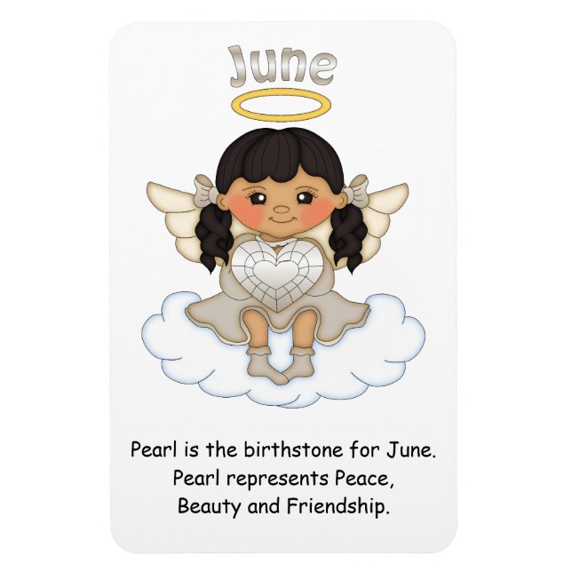 Imán June Birthstone Angel Black Premium Magnet (Vertical)