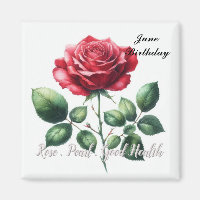 June Birthstone Pearl y Red Rose