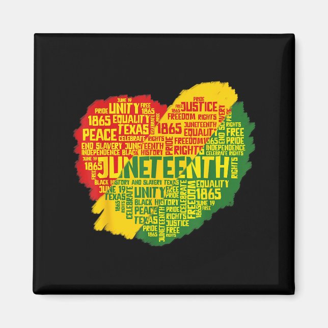 Imán Juneteenth corazón historia negra afro americano (Frente)