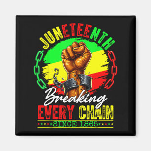 Imán Juneteenth rompiendo cada cadena desde 1865 hombre