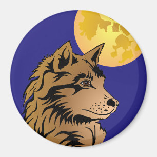 Imán junger träumender Wolf Magnet