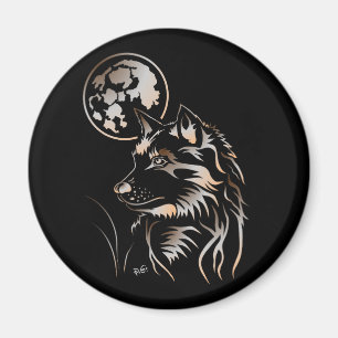 Imán junger träumender Wolf Magnet