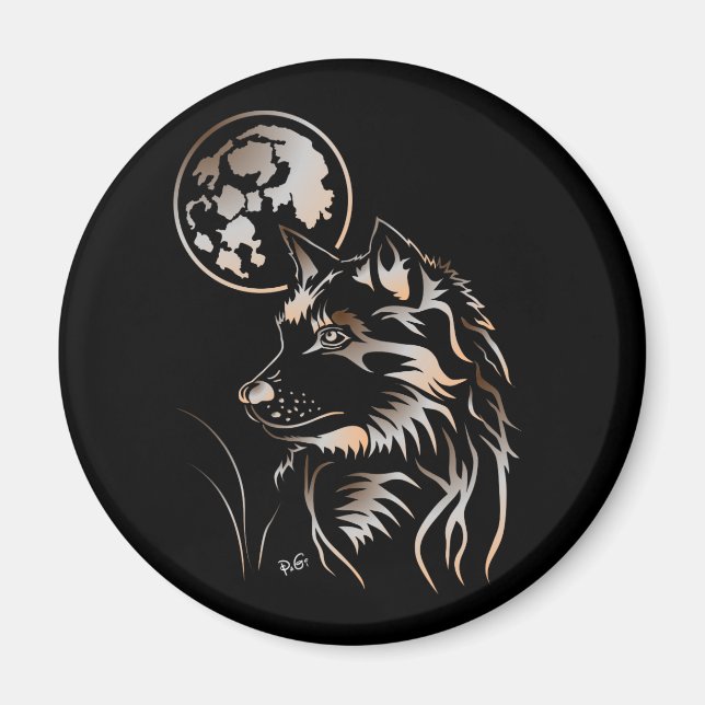 Imán junger träumender Wolf Magnet (Frente)