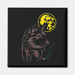 Imán junger träumender Wolf Magnet