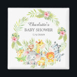 Imán Jungle Animals Baby Shower Favor Magnet<br><div class="desc">Magnate de animales de la selva para una ducha de bebé para chicas. Cambie el fondo haciendo clic en el personalizar y utilice nuestro selector de color!. Artículos coincidentes disponibles en nuestra tienda.</div>