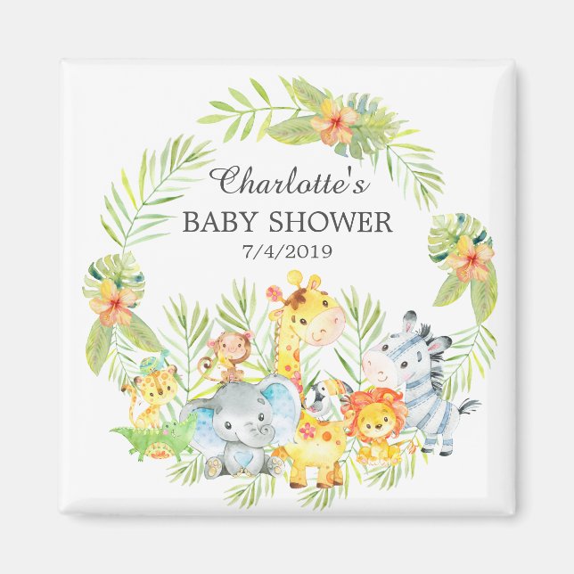 Imán Jungle Animals Baby Shower Favor Magnet (Frente)