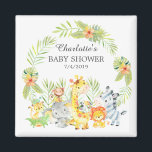 Imán Jungle Animals Baby Shower Favor Magnet<br><div class="desc">Magnate de animales de la selva para una ducha de bebé neutra. Cambie el fondo haciendo clic en el personalizar y utilice nuestro selector de color!. Artículos coincidentes disponibles en nuestra tienda.</div>