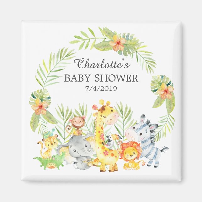 Imán Jungle Animals Baby Shower Favor Magnet (Frente)