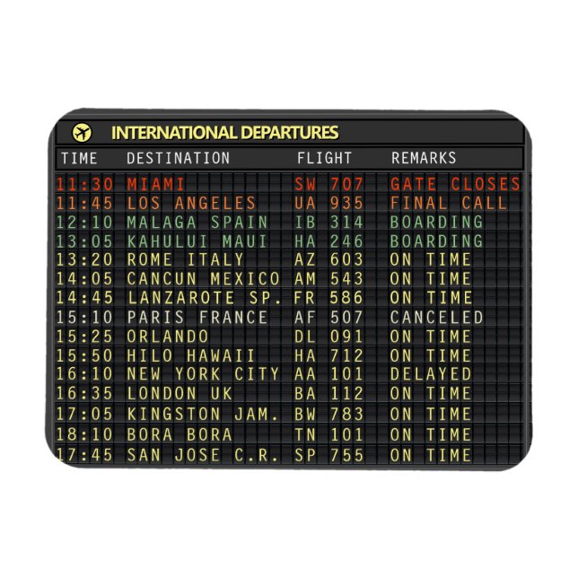 Imán Junta de Aeropuerto (personalizable de texto) (Horizontal)