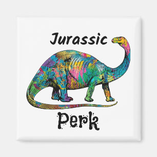Imán Jurassic Perk Dinosaur Colorido Blanco