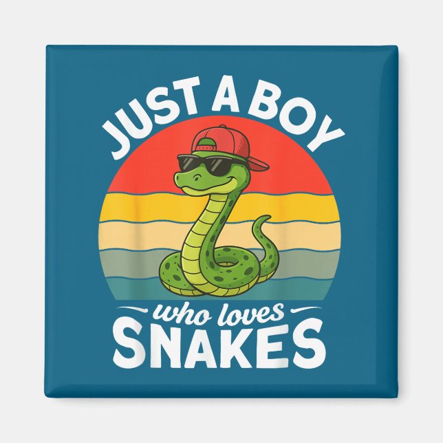 Imán Just A Boy Who Loves Snakes Funny Snake Reptile Ki (Frente)