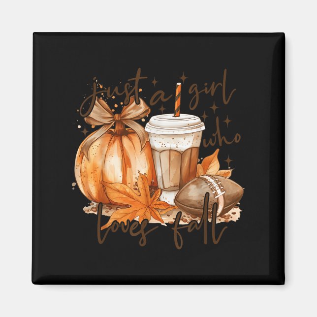 Imán Just A Girl Who Loves Fall Pumpkin Cozy Autumn Fal (Frente)