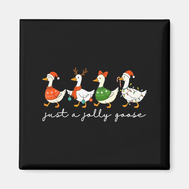 Imán Just A Jolly Goose Santa Christmas Goose Farm Merr (Frente)