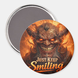 Imán Just Keep Smiling Demon Magnet Button – Dark Humor