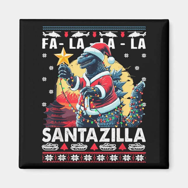 Imán Kaiju Christmas Santazilla Japanese Monster Dinosa (Frente)