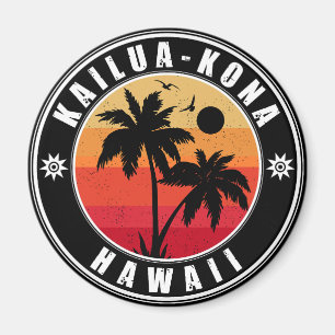 Imán Kailua-Kona Hawaii Retro Palmeras Souvenirs de los