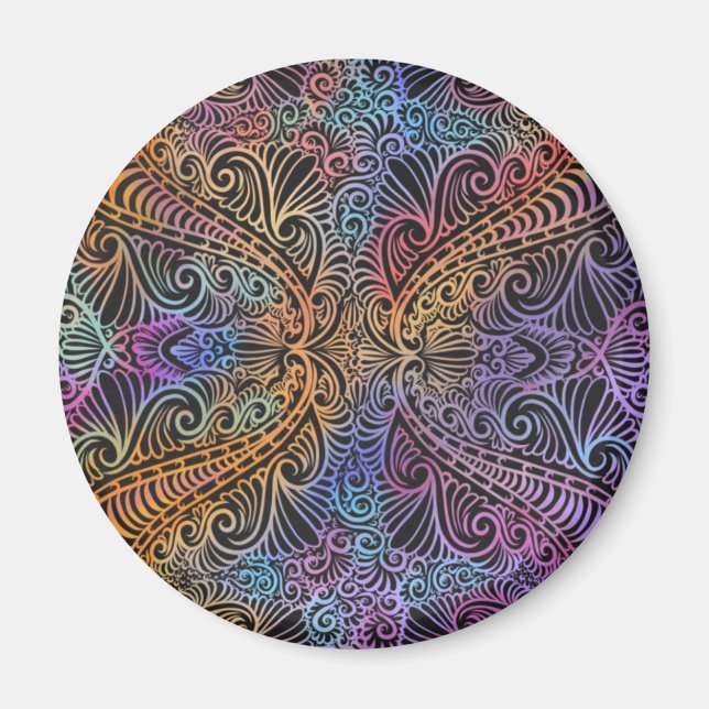 Imán Kaleidoscope arcoiris Mandala (Frente)