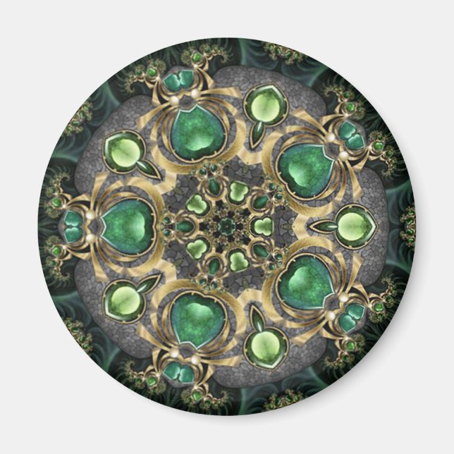 Imán Kaleidoscopio de Esmeralda y Oro (Frente)