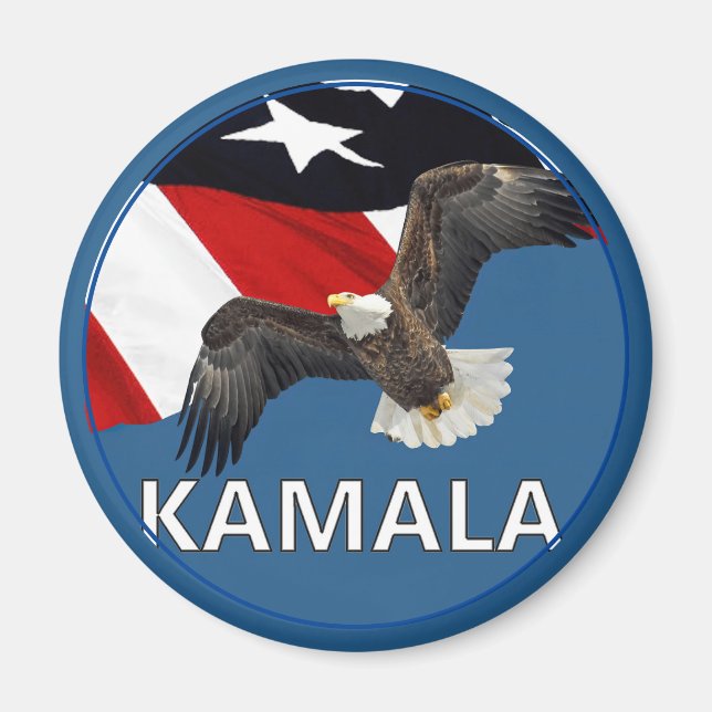 Imán Kamala con águila y bandera (Frente)