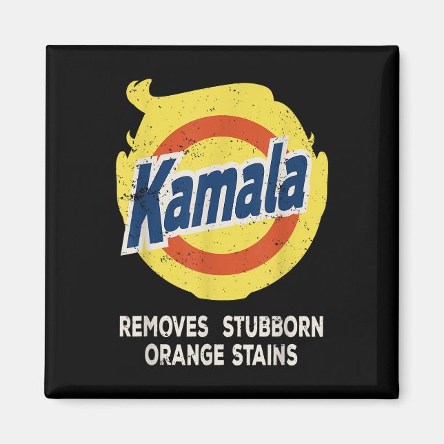 Imán Kamala Detergent retira Naranja testaruda manchas (Frente)