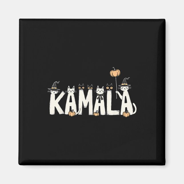 Imán Kamala Halloween Cat Lover Witch Name Design (Frente)