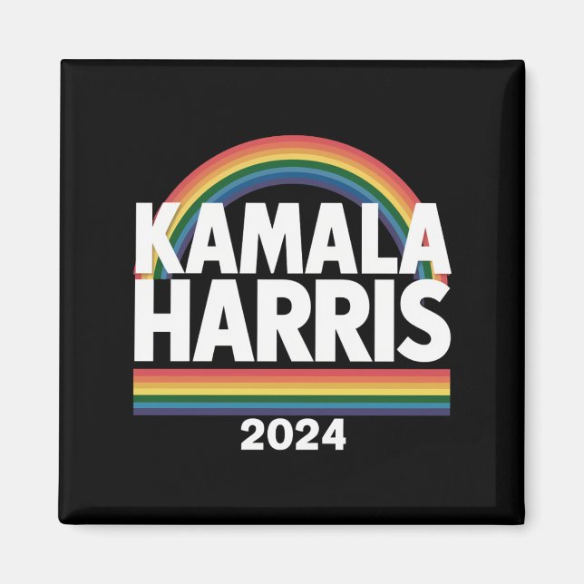 Imán Kamala Harris 2024 Arcoíris Orgullo Gay LGBT Elecc (Frente)