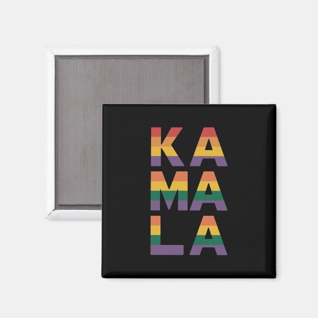 Imán Kamala Harris 2024 Bandera del Arcoíris Orgullo Ga (Anverso/Reverso)