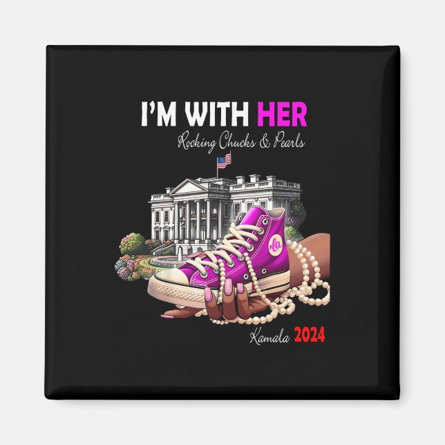Imán Kamala Harris 2024 Estoy con sus Rocking Chucks y  (Frente)
