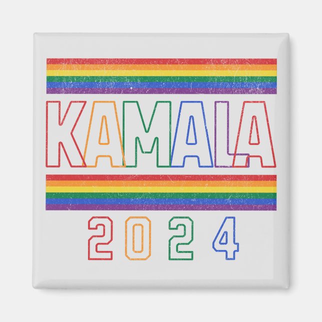 Imán Kamala Harris 2024 Rainbow LGBTQ Retro (Frente)