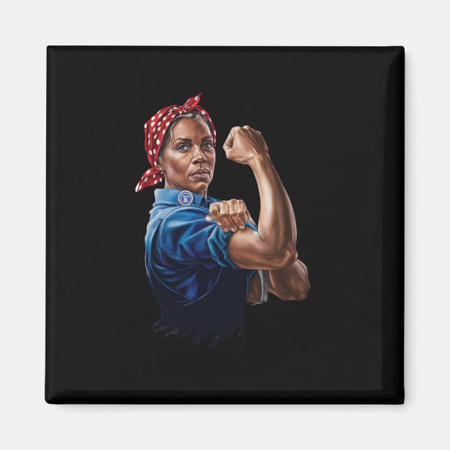 Imán Kamala Harris 2024 Rosie The Riveter Childless Cat (Frente)