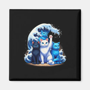 Imán Kamala Harris Blue Cats Wave Cat Amantes del gato