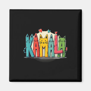 Imán Kamala Harris Colorful Cat Lettering Funny Preside