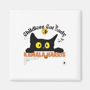 Imán Kamala Harris Halloween Gato sin Niños Elección