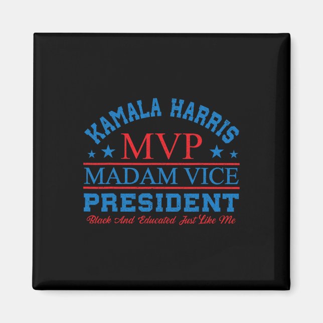 Imán Kamala Harris Mvp Señora Vicepresidenta Black Y E (Frente)