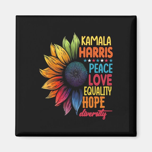 Imán Kamala Harris Peace Love Equality Hope Diversity (Frente)