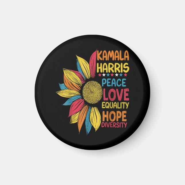 Imán Kamala Harris Peace Love Equality Hope Diversity (Frente)