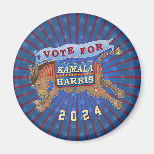 Imán Kamala Harris presidente 2024 Demócrata Donkey