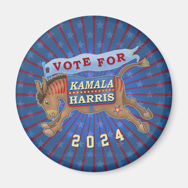 Imán Kamala Harris presidente 2024 Demócrata Donkey (Frente)