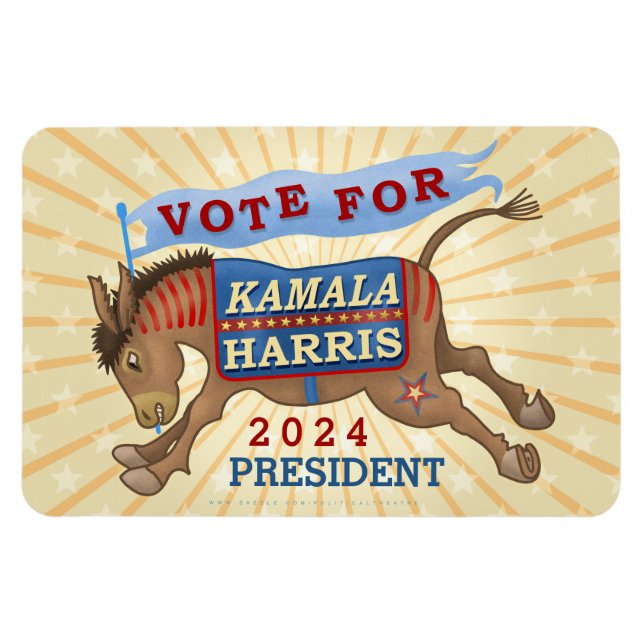 Imán Kamala Harris presidente 2024 Demócrata Donkey (Horizontal)